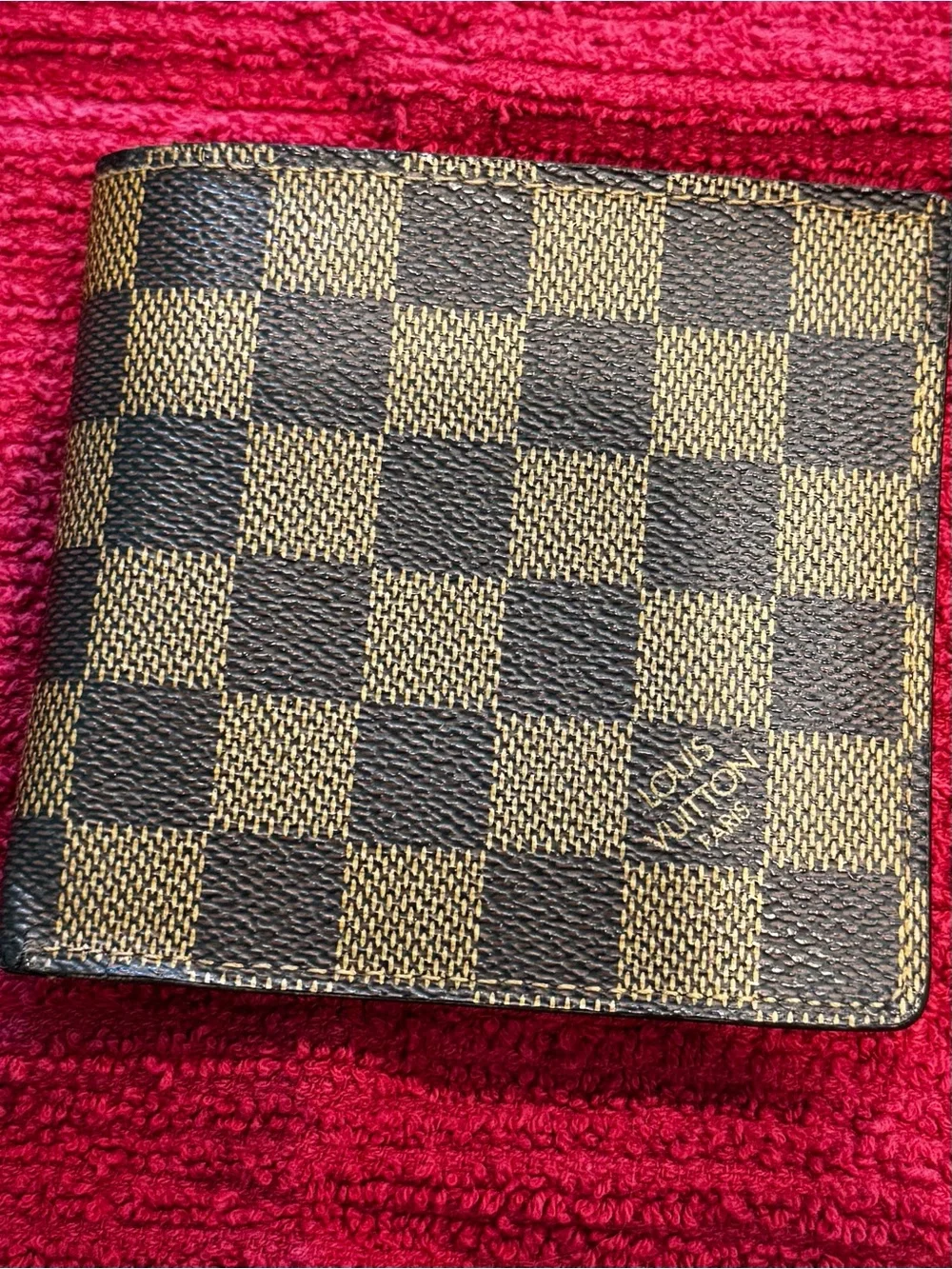 Louis Vuitton Damier Ebene Checkered Brown & Tan Wallet with Authenticity